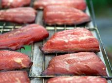 Smoked pink salmon - a royal appetizer in a home smokehouse